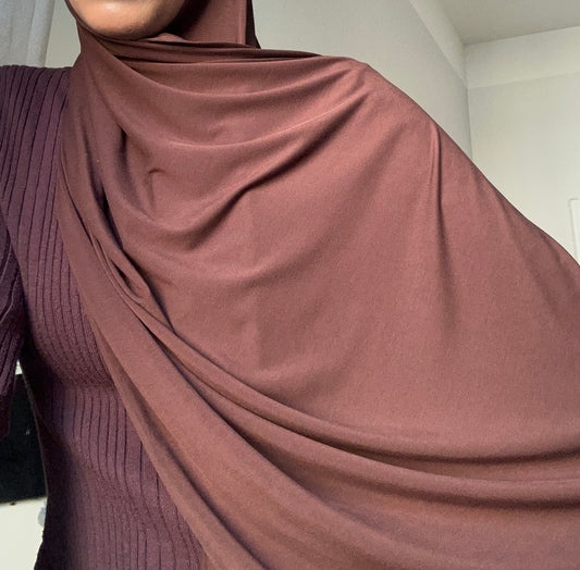 mörkbrun premium bamboo jersey hijab 180x70 cm mjuk lyxig hijab