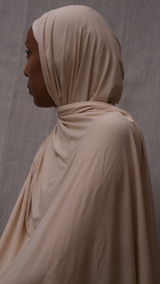 ljusbeige premium bamboo jersey hijab 180x70 cm mjuk lyxig hijab