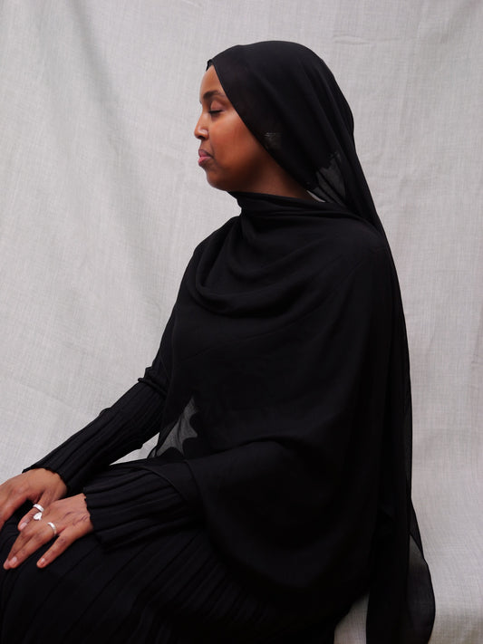 svart premium modal hijab 180x70 cm mjuk klassisk hijab