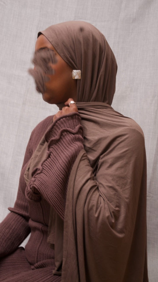 brown premium bamboo jersey hijab