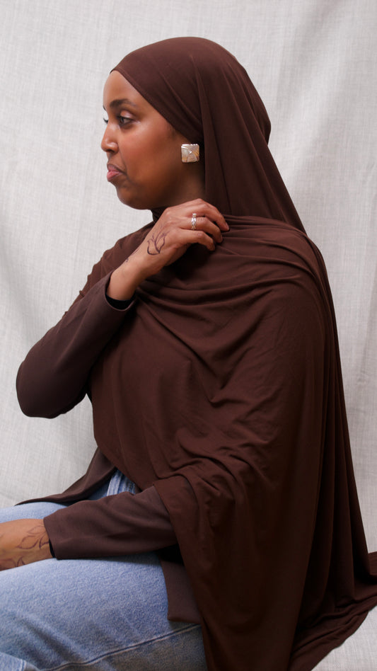 dark brown premium bamboo jersey hijab