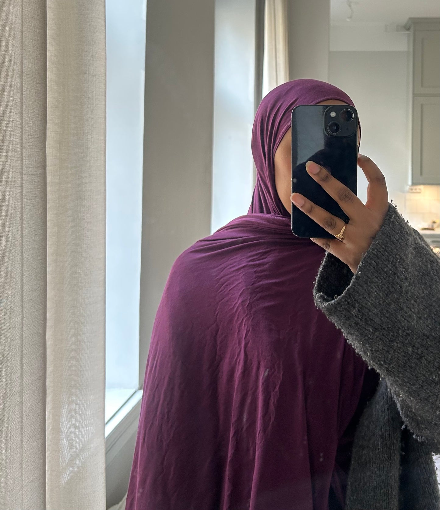 lila premium bamboo jersey hijab – 180x70 cm